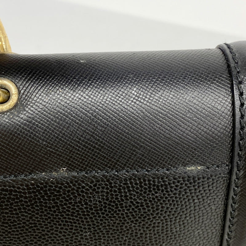 [5he5828] Salvatore Ferragamo Handbag Gancini Leather Black Gold Hardware