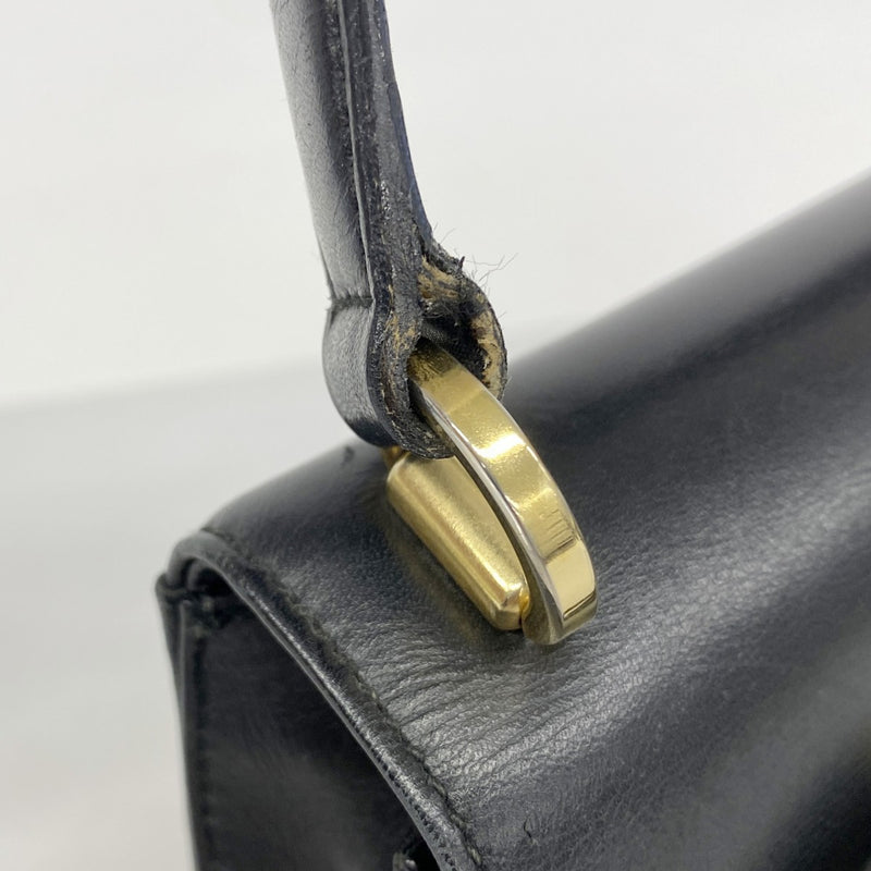 [5ia0454-h] Salvatore Ferragamo Handbag Vara Leather Black Gold Hardware [Used]