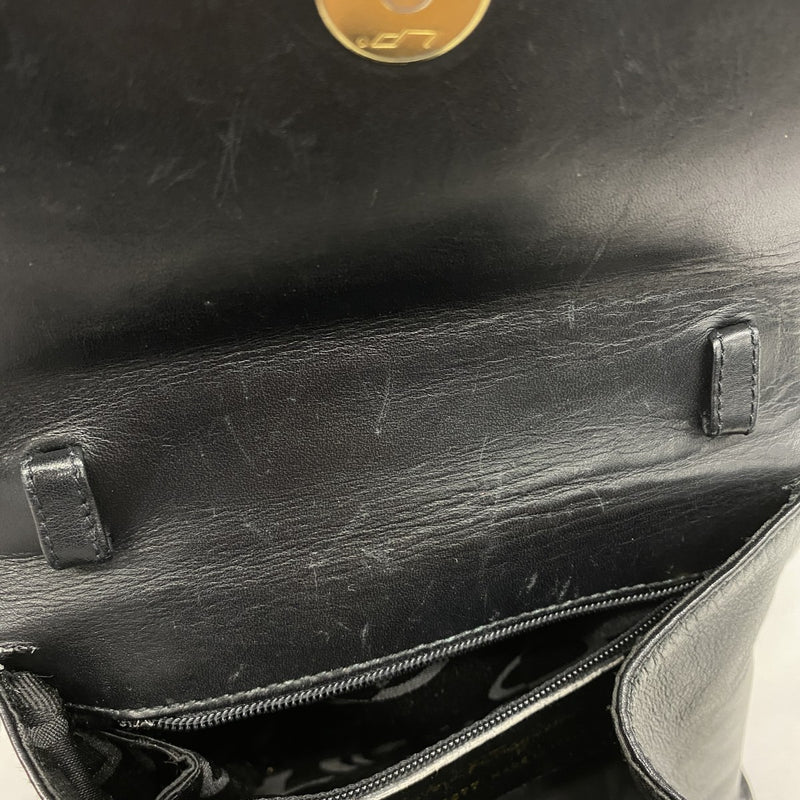 [5ia0454-h] Salvatore Ferragamo Handbag Vara Leather Black Gold Hardware [Used]