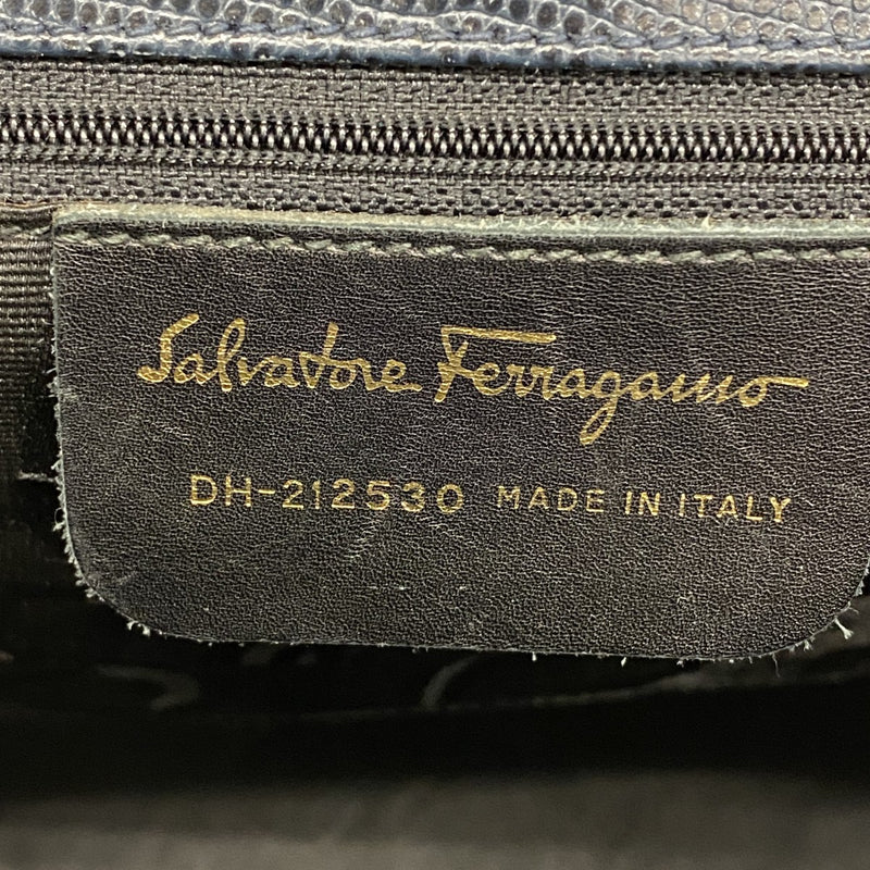 [5ia0889-h] Salvatore Ferragamo Shoulder Bag Vara Leather Navy Gold Hardware