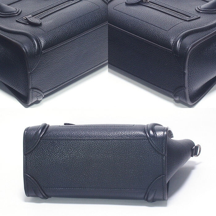 ◆Miura◆ CELINE Luggage Nano Shopper 2WAY Handbag 189243DRU.38NO Black Drumped