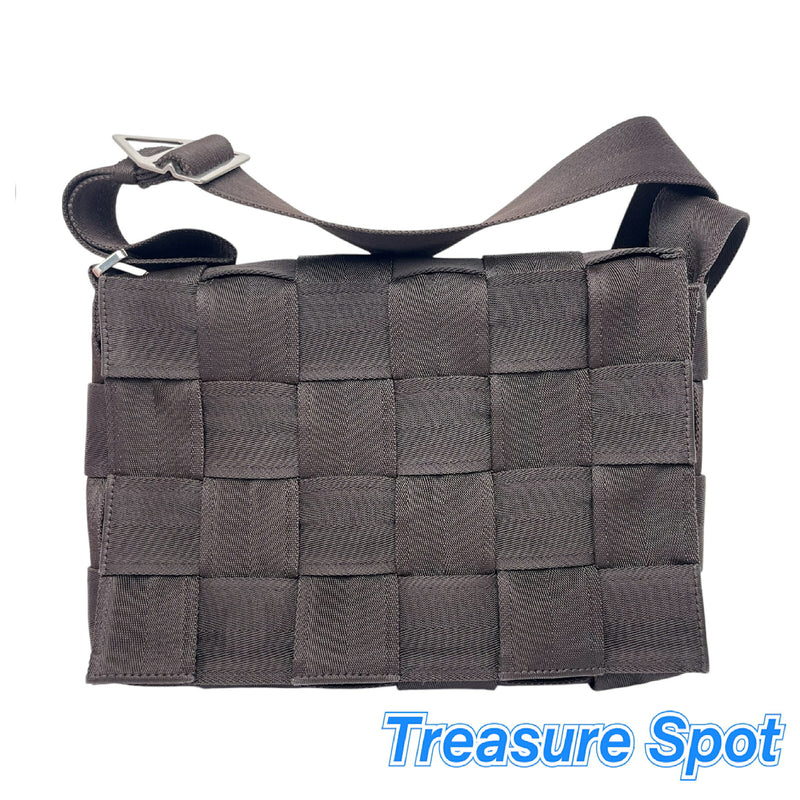 Bottega VENETA Vebbing Cassette Shoulder Bag Intrecciato Canvas Brown Like New