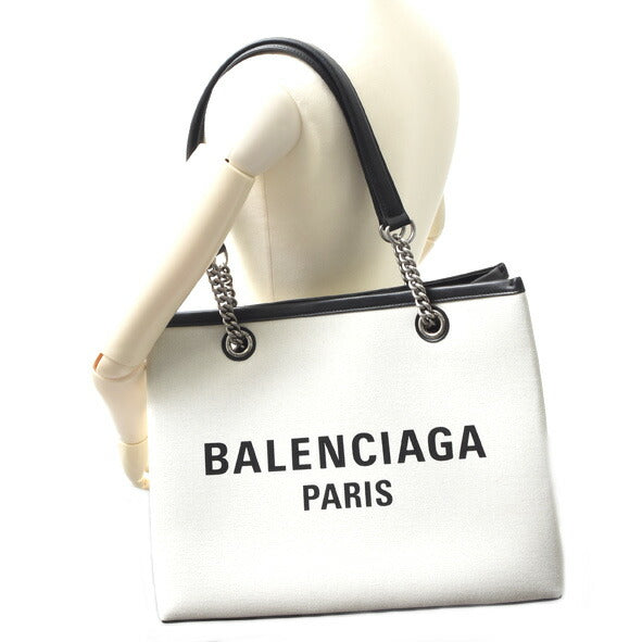 Balenciaga bag for women logo chain tote canvas natural x black BALENCIAGA