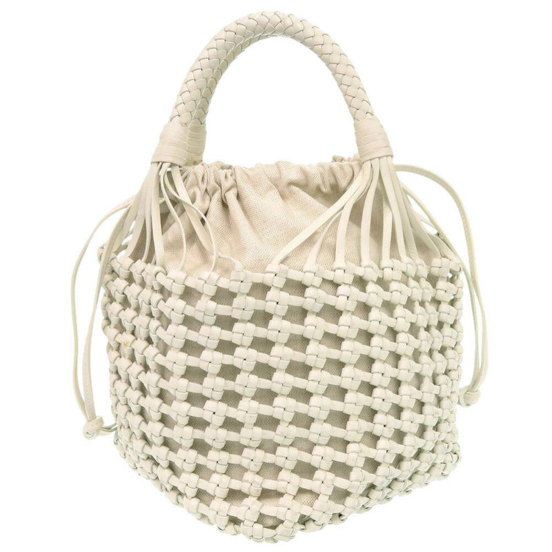 Beautiful condition Bottega Veneta Cavallino 709612 Leather Canvas White