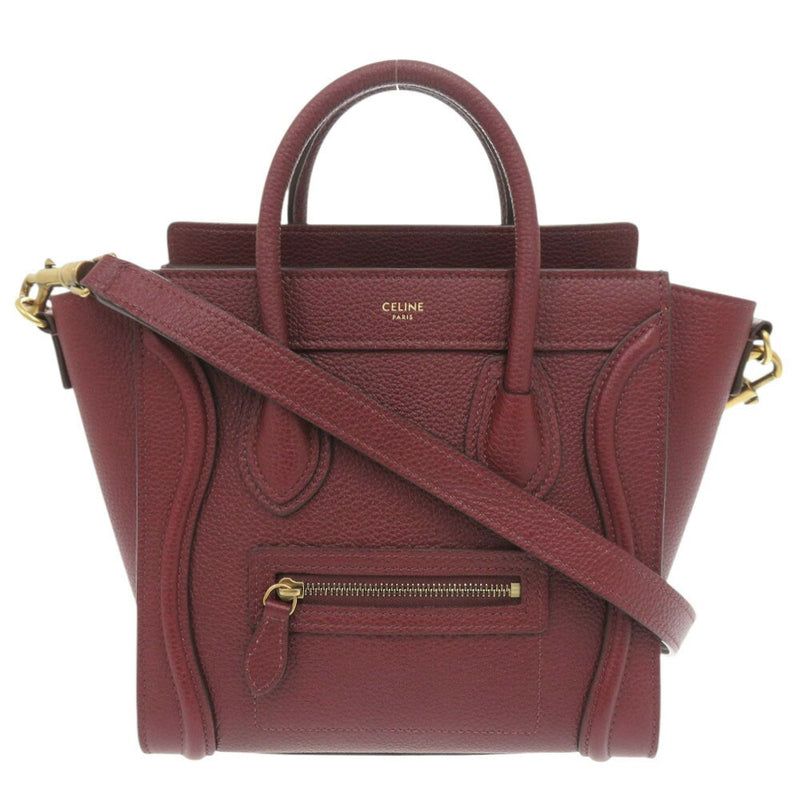 Like new Celine luggage nano shopper leather burgundy 2WAY handbag shoulder bag