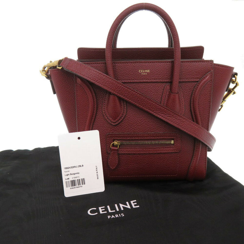 Like new Celine luggage nano shopper leather burgundy 2WAY handbag shoulder bag