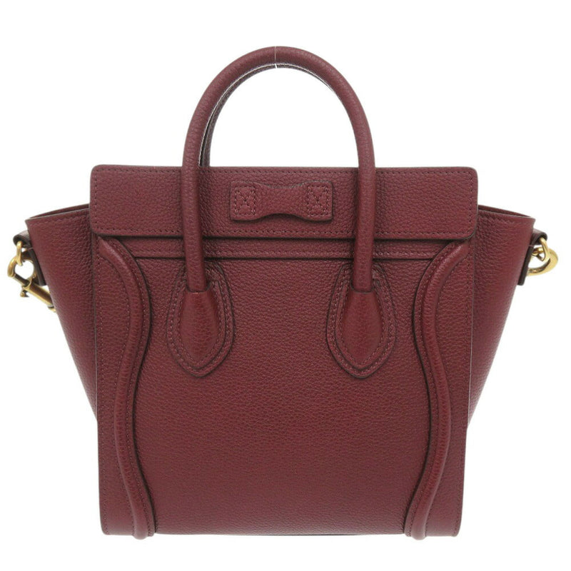 Like new Celine luggage nano shopper leather burgundy 2WAY handbag shoulder bag
