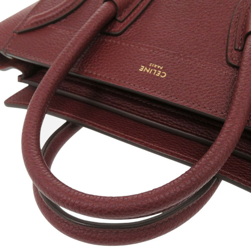 Like new Celine luggage nano shopper leather burgundy 2WAY handbag shoulder bag