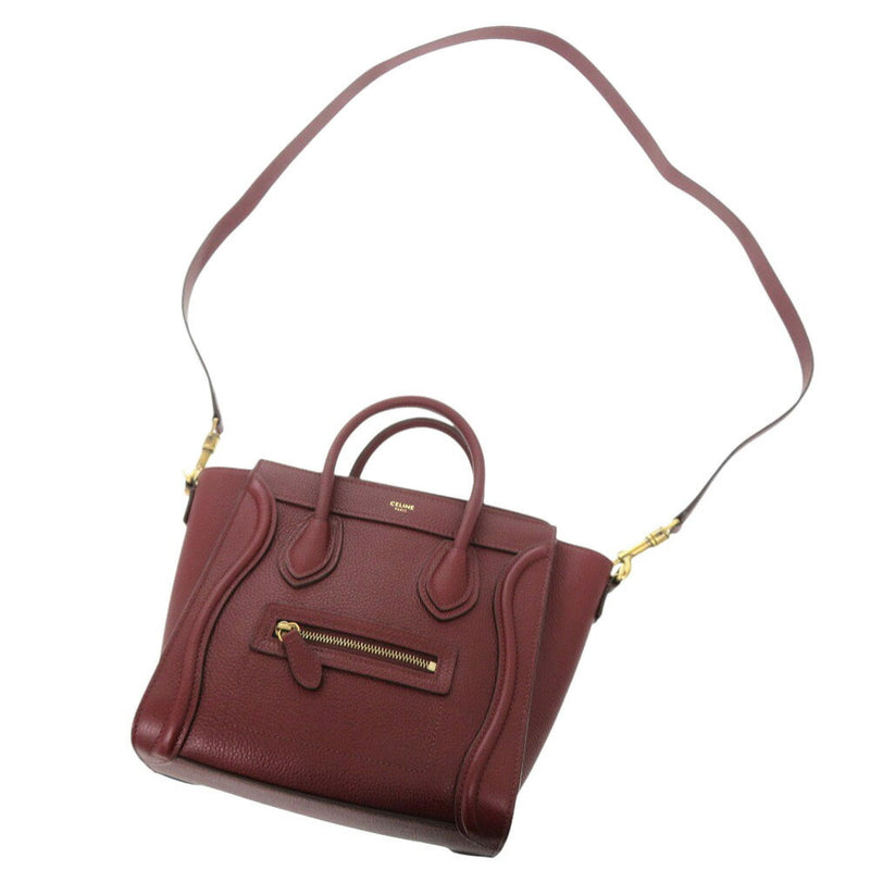 Like new Celine luggage nano shopper leather burgundy 2WAY handbag shoulder bag