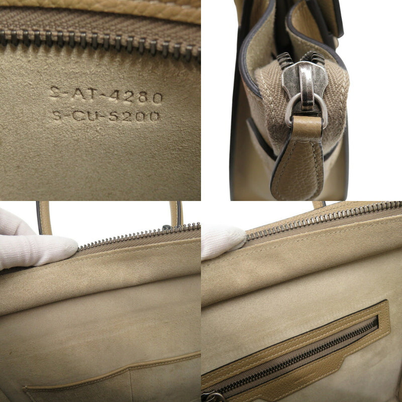 Beautiful Celine Luggage Micro Shopper Leather Beige Handbag 1112 [Used] CELINE