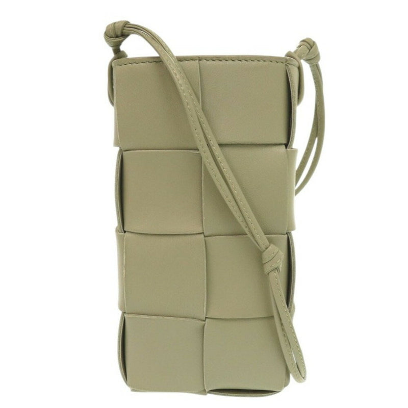 Like new Bottega Veneta Cassette Phone Pouch Leather Khaki Shoulder Bag 1197