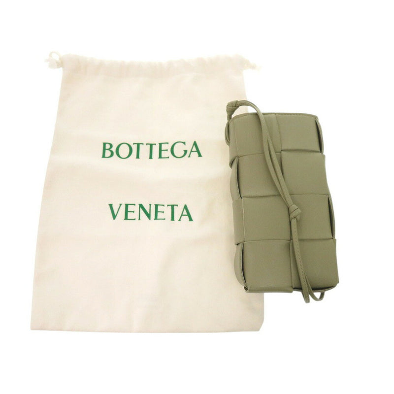 Like new Bottega Veneta Cassette Phone Pouch Leather Khaki Shoulder Bag 1197