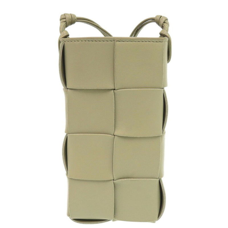 Like new Bottega Veneta Cassette Phone Pouch Leather Khaki Shoulder Bag 1197