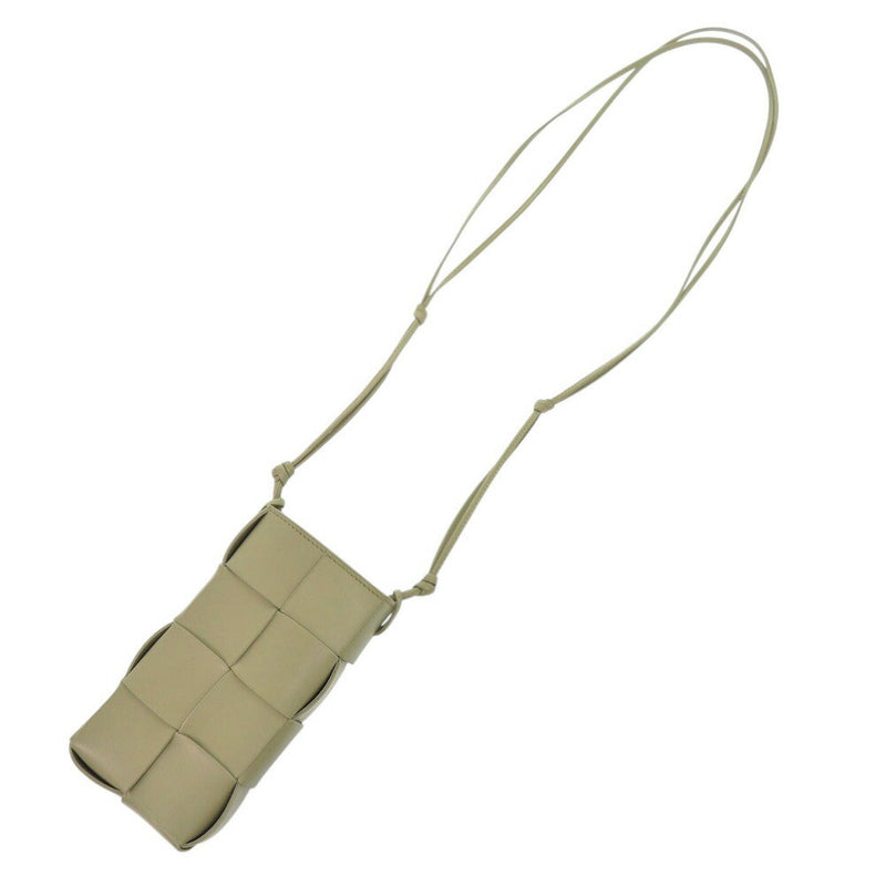 Like new Bottega Veneta Cassette Phone Pouch Leather Khaki Shoulder Bag 1197