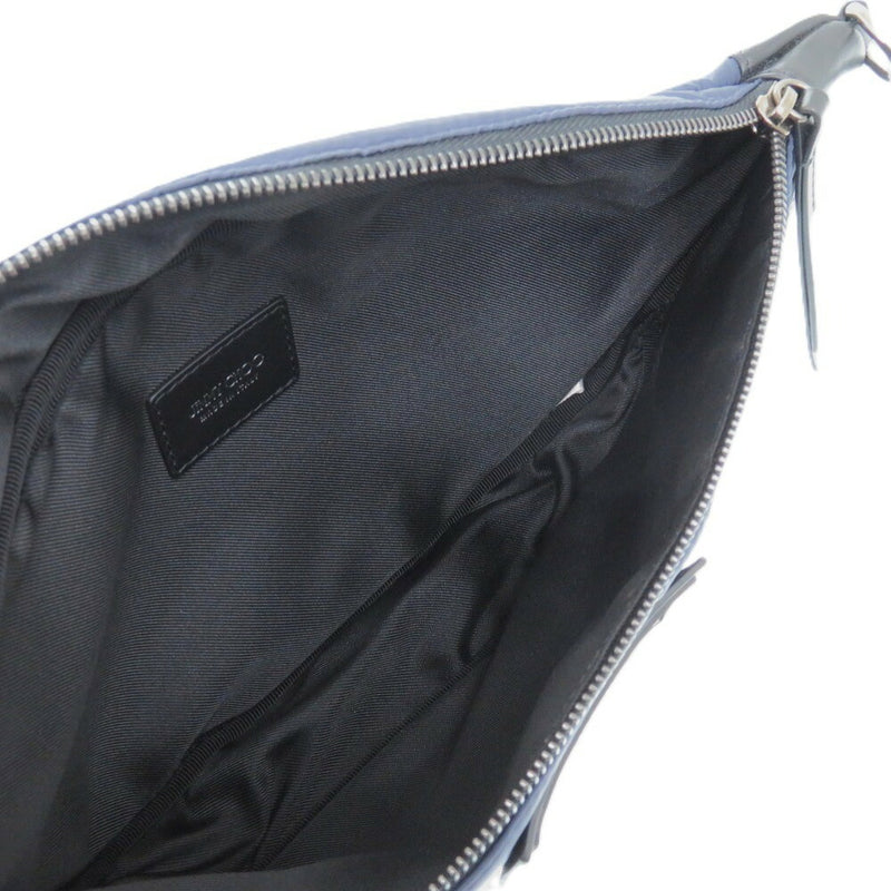 Good condition Jimmy Choo KIRT OUQ 193 Calf Nylon Navy Navy Body Bag 1297JIMMY