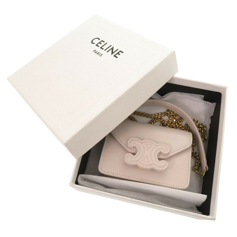 Like new Celine Triomphe Leather Pink Mini Chain Shoulder Bag Chain Shoulder