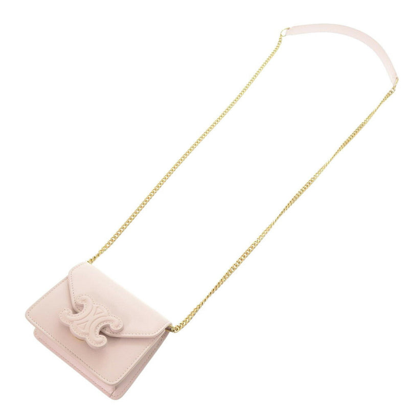 Like new Celine Triomphe Leather Pink Mini Chain Shoulder Bag Chain Shoulder