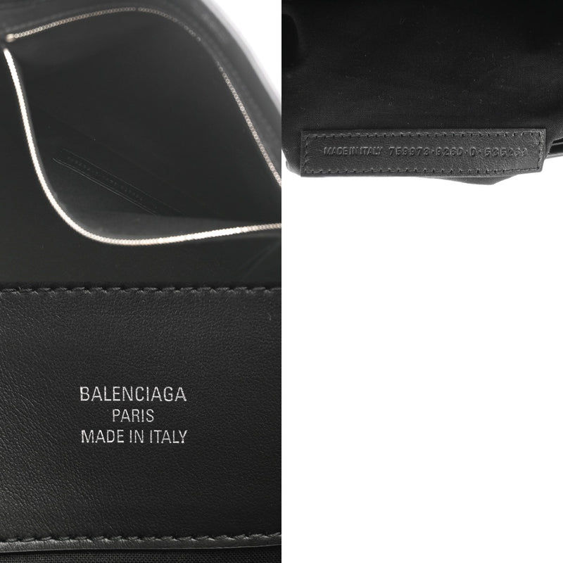 BALENCIAGA Medium Duty Free White Black 759973 Women's Canvas Leather Tote Bag