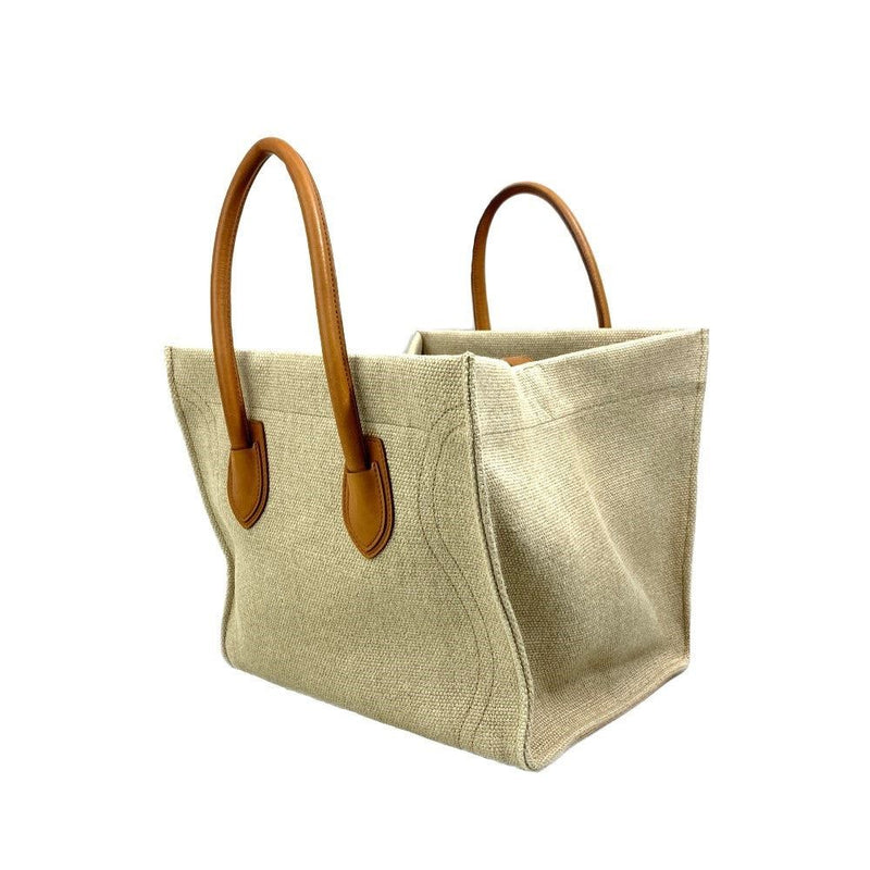 CELINE Luggage Phantom Tote Bag Beige x Caramel Linen/Leather Women's Bag