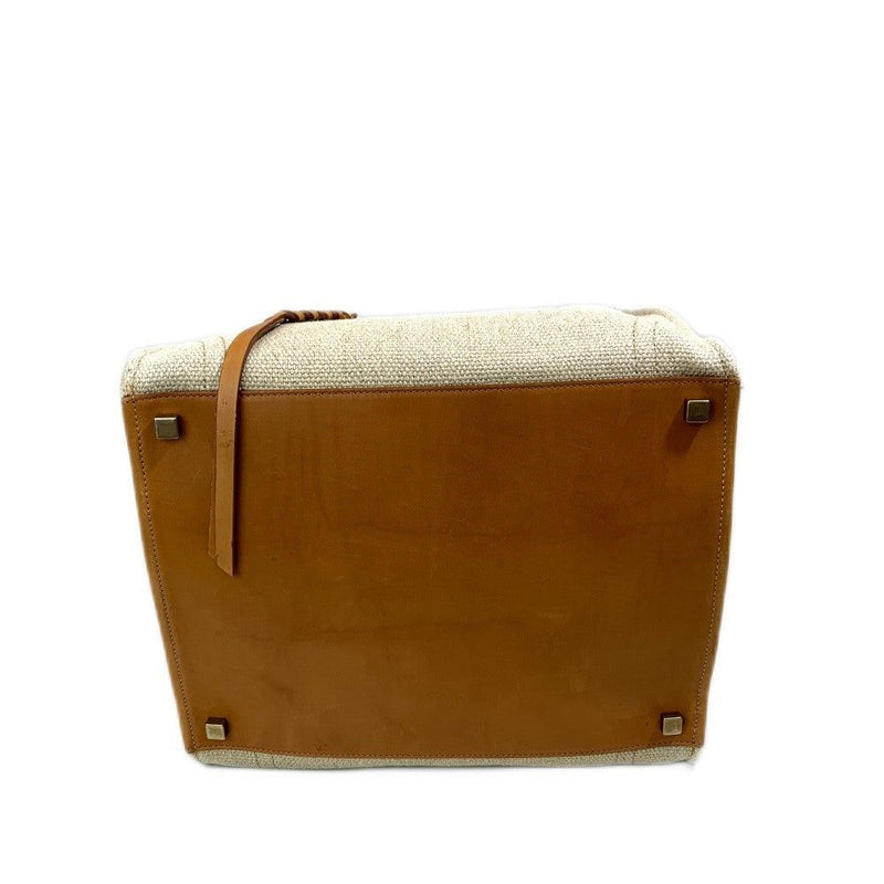 CELINE Luggage Phantom Tote Bag Beige x Caramel Linen/Leather Women's Bag
