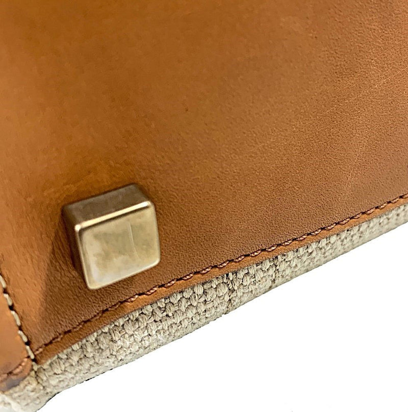 CELINE Luggage Phantom Tote Bag Beige x Caramel Linen/Leather Women's Bag