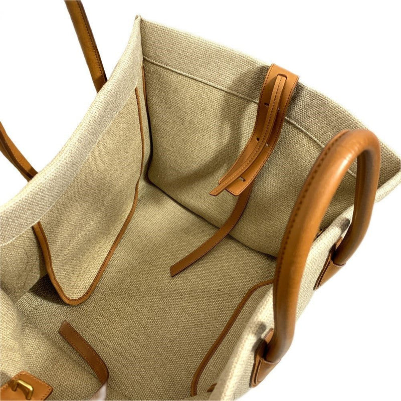 CELINE Luggage Phantom Tote Bag Beige x Caramel Linen/Leather Women's Bag