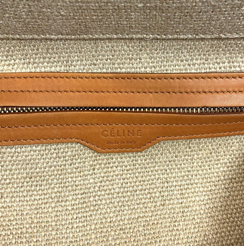 CELINE Luggage Phantom Tote Bag Beige x Caramel Linen/Leather Women's Bag