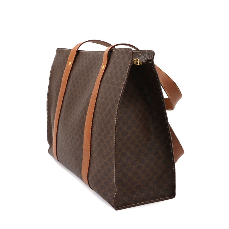 CELINE Macadam Tote Bag PVC Leather Brown Gold Metal Fitting Vintage Macadam