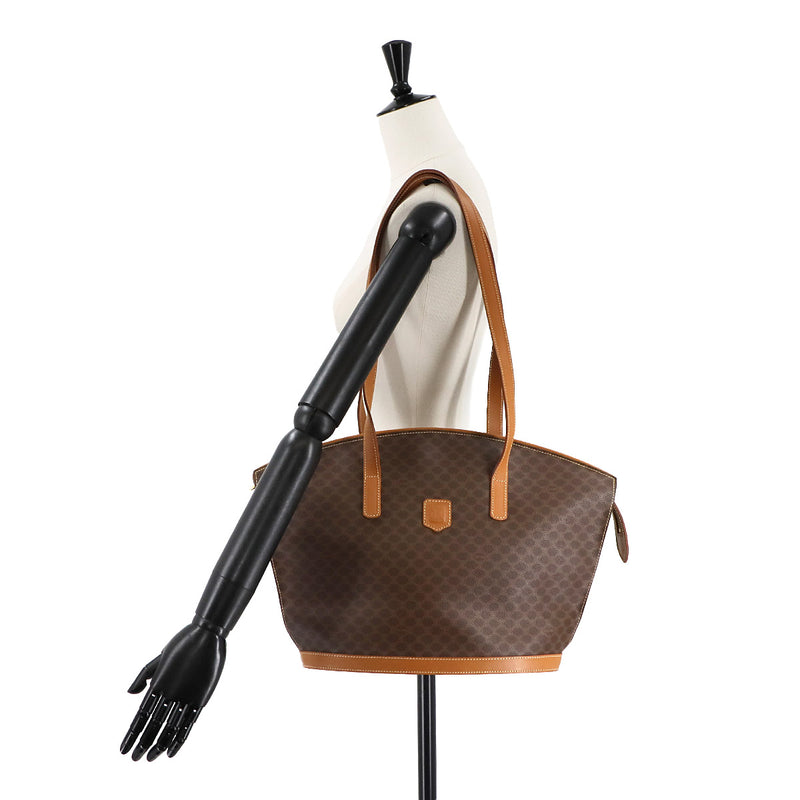 [Good condition] CELINE Macadam Tote Bag PVC Leather Brown Gold Metal Fitting