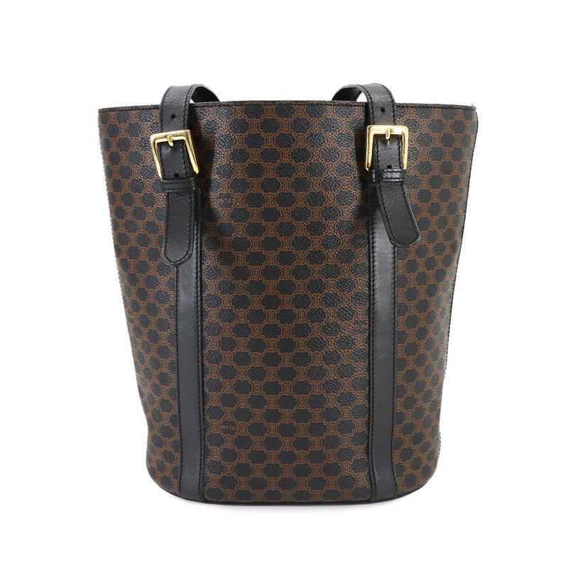 [Good condition] CELINE Macadam Shoulder Bag PVC Leather Black Brown Gold Metal