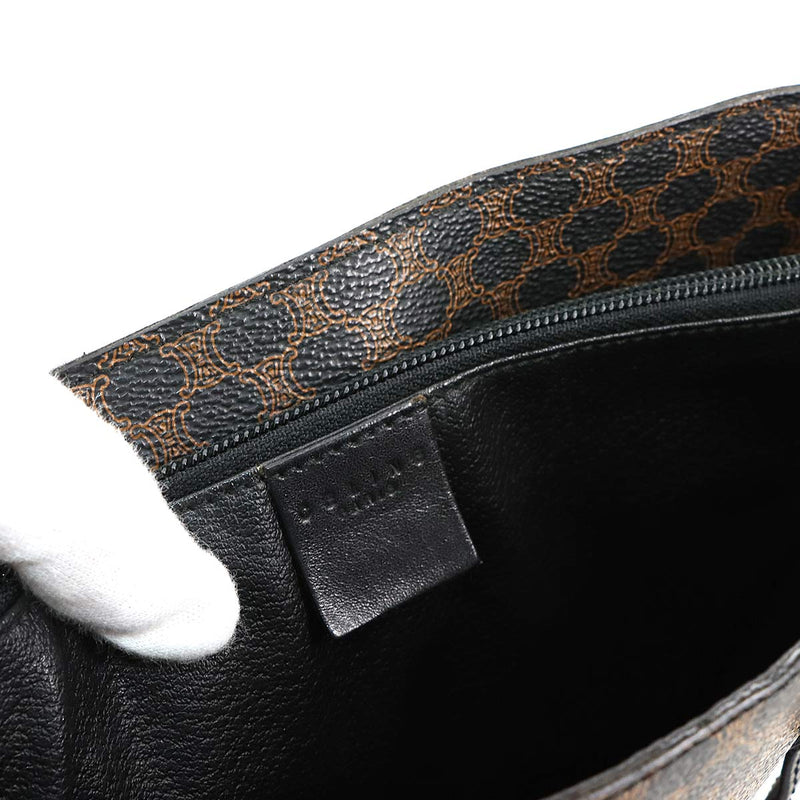 [Good condition] CELINE Macadam Shoulder Bag PVC Leather Black Brown Gold Metal