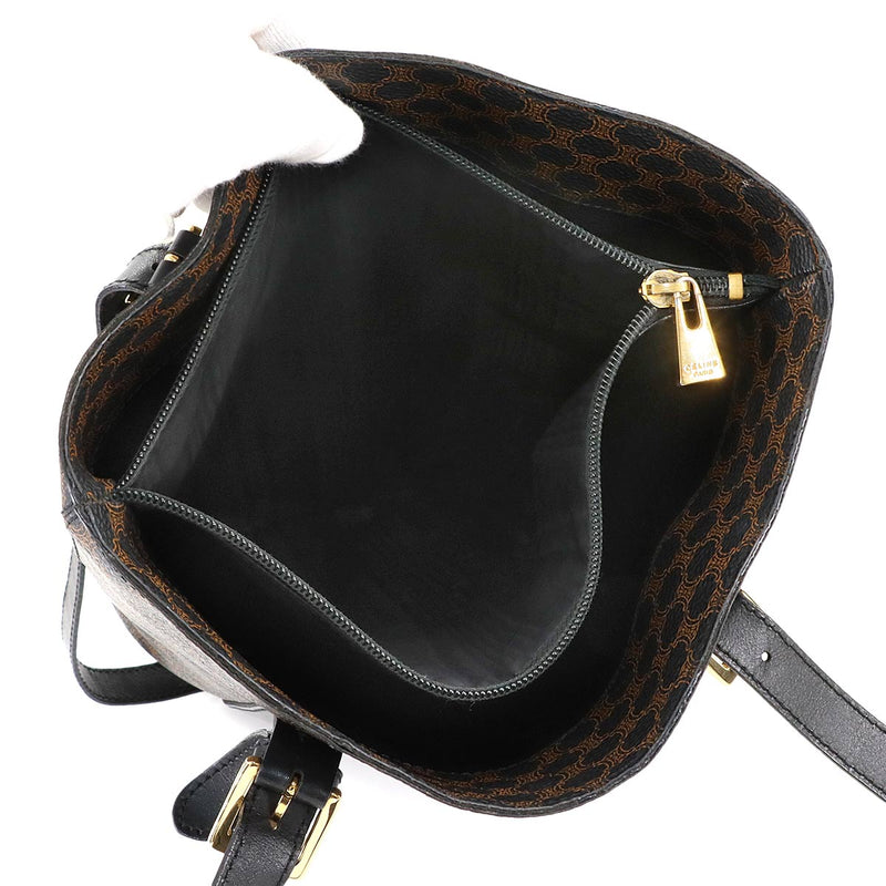 [Good condition] CELINE Macadam Shoulder Bag PVC Leather Black Brown Gold Metal