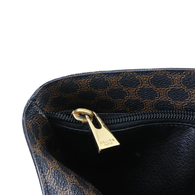 [Good condition] CELINE Macadam Shoulder Bag PVC Leather Black Brown Gold Metal