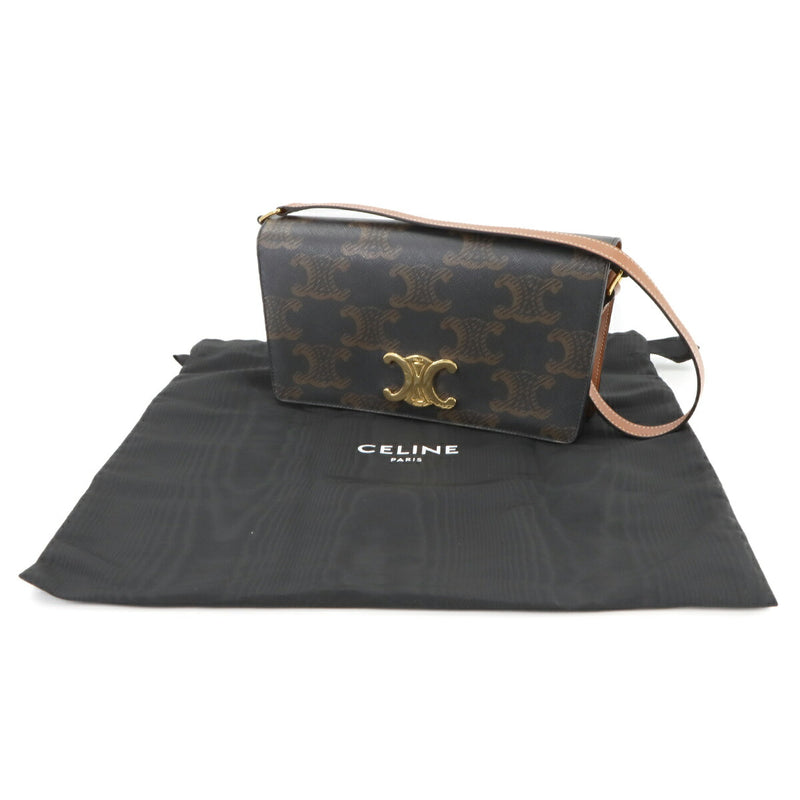 [Like new] CELINE Triomphe Trapeze 2way Shoulder Clutch Bag PVC Leather Black