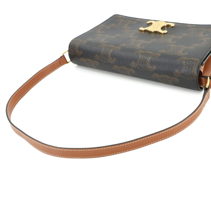 [Like new] CELINE Triomphe Trapeze 2way Shoulder Clutch Bag PVC Leather Black