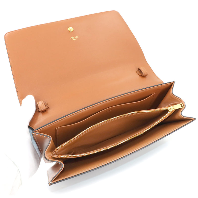 [Like new] CELINE Triomphe Trapeze 2way Shoulder Clutch Bag PVC Leather Black