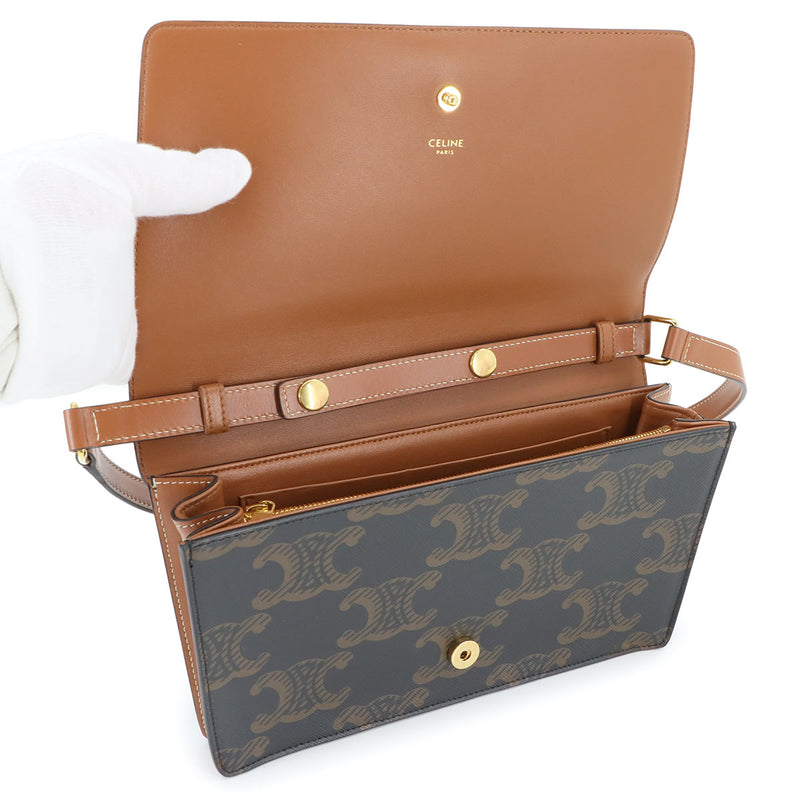 [Like new] CELINE Triomphe Trapeze 2way Shoulder Clutch Bag PVC Leather Black