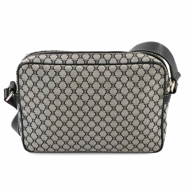 [Like new] CELINE Macadam Shoulder Bag Canvas Leather Grey Black Silver Metal