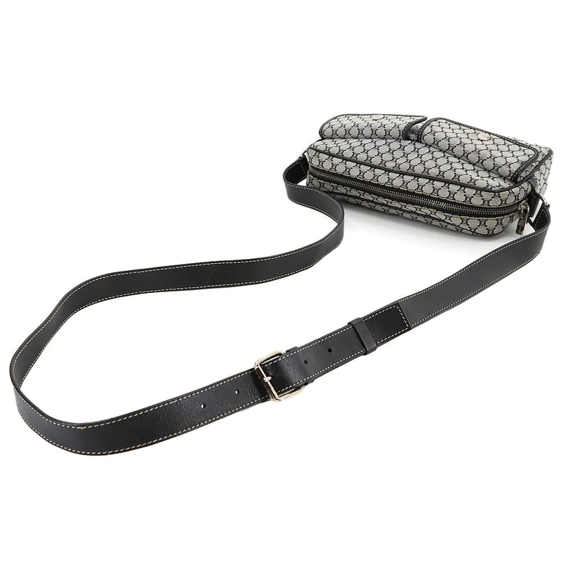 [Like new] CELINE Macadam Shoulder Bag Canvas Leather Grey Black Silver Metal
