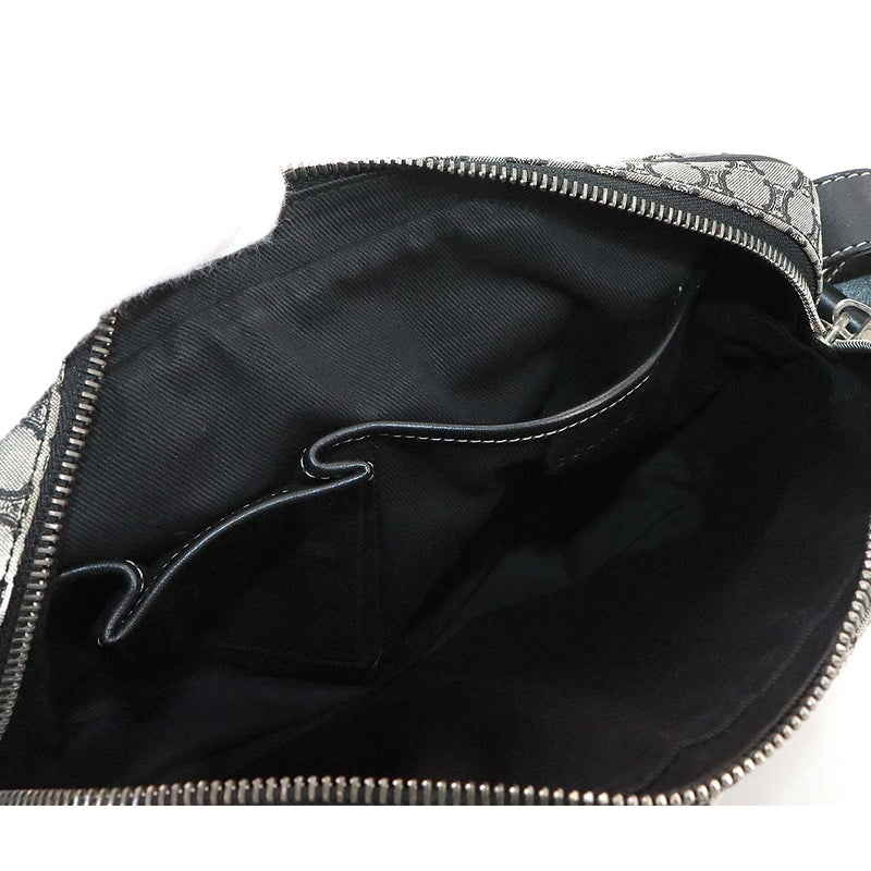 [Like new] CELINE Macadam Shoulder Bag Canvas Leather Grey Black Silver Metal