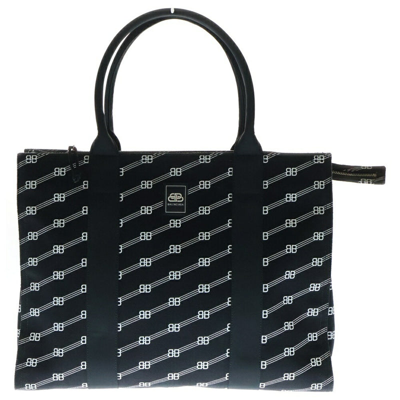 BALENCIAGA BB Monogram Trade Large Tote Bag Black Canvas 621826 [Used]