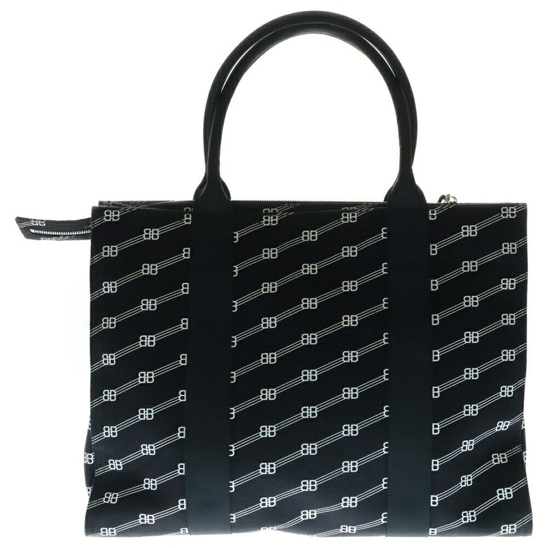 BALENCIAGA BB Monogram Trade Large Tote Bag Black Canvas 621826 [Used]
