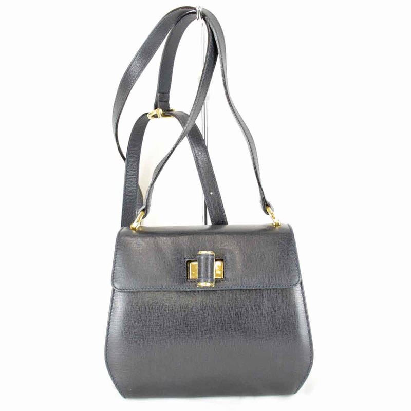 "USED" Salvatore Ferragamo Ferragamo Shoulder Bag Leather Dark Navy Women's