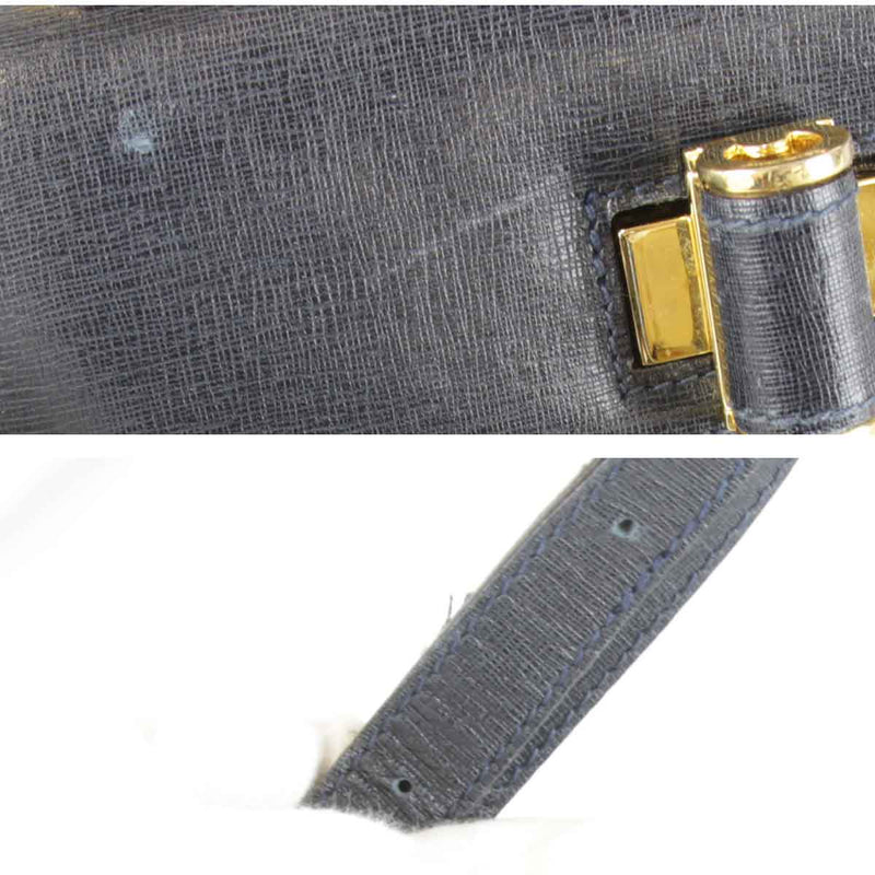 "USED" Salvatore Ferragamo Ferragamo Shoulder Bag Leather Dark Navy Women's