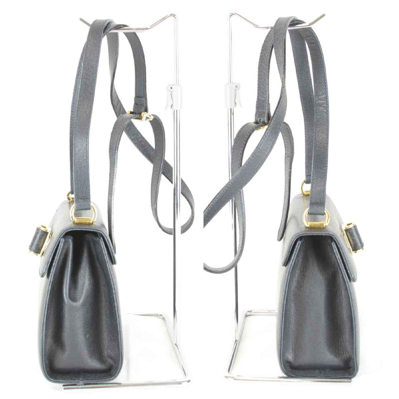 "USED" Salvatore Ferragamo Ferragamo Shoulder Bag Leather Dark Navy Women's