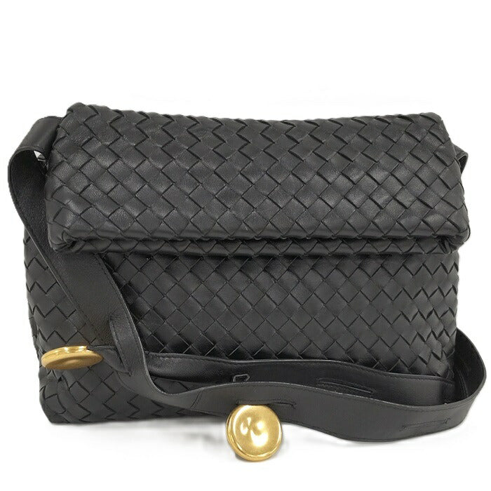 [Used] BOTTEGA VENETA Shoulder Bag Intrecciato Leather Black