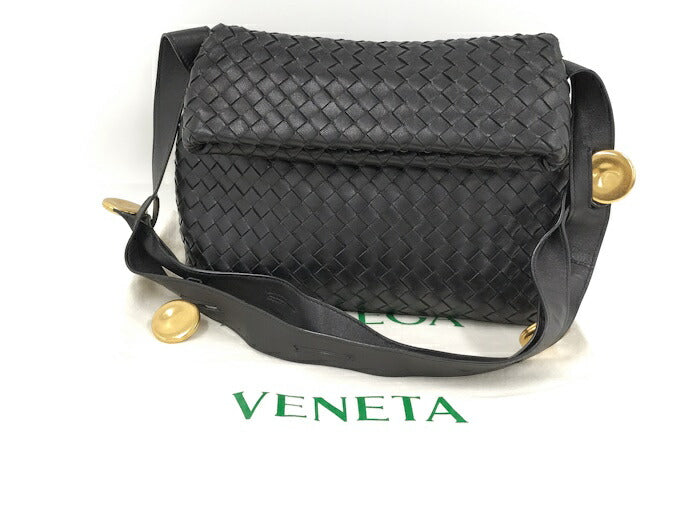 [Used] BOTTEGA VENETA Shoulder Bag Intrecciato Leather Black
