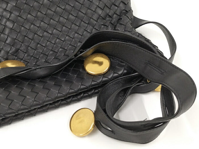 [Used] BOTTEGA VENETA Shoulder Bag Intrecciato Leather Black