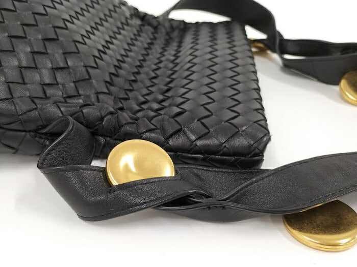 [Used] BOTTEGA VENETA Shoulder Bag Intrecciato Leather Black