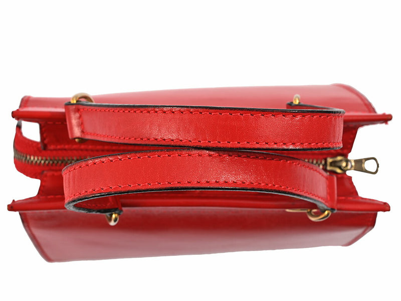 Celine Square Mini 2WAY Shoulder Bag Handbag Red Women's Leather Small Mini Bag